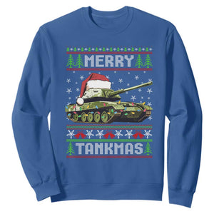 Funny Christmas Veteran Sweatshirt Merry Tankmas Tank Military Army TS09 Royal Blue Print Your Wear