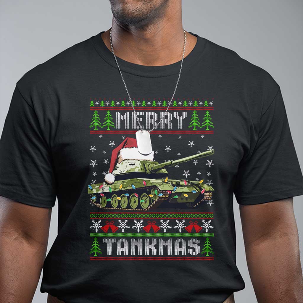 Funny Christmas Veteran T Shirt Merry Tankmas Tank Military Army TS09 Black Print Your Wear