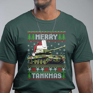 Funny Christmas Veteran T Shirt Merry Tankmas Tank Military Army TS09 Dark Forest Green Print Your Wear