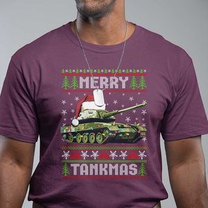 Funny Christmas Veteran T Shirt Merry Tankmas Tank Military Army TS09 Maroon Print Your Wear