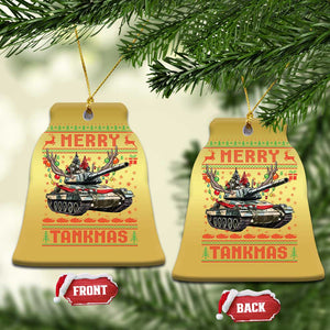 Funny Xmas Military Christmas Ornament Merry Tankmas Tank Veteran Army TS09 Bell Flake Gold Print Your Wear