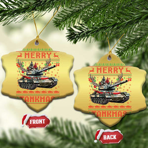 Funny Xmas Military Christmas Ornament Merry Tankmas Tank Veteran Army TS09 Snow Flake Gold Print Your Wear