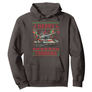 Funny Christmas Military Hoodie Merry Tankmas Tank Veteran Army TS09 Dark Chocolate Print Your Wear