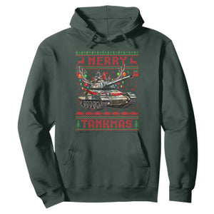 Funny Christmas Military Hoodie Merry Tankmas Tank Veteran Army TS09 Dark Forest Green Print Your Wear