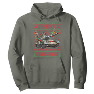 Funny Christmas Military Hoodie Merry Tankmas Tank Veteran Army TS09 Military Green Print Your Wear