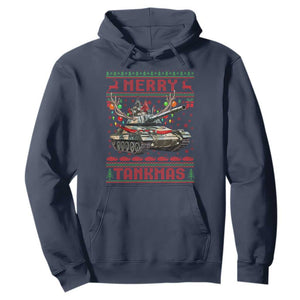 Funny Christmas Military Hoodie Merry Tankmas Tank Veteran Army TS09 Navy Print Your Wear