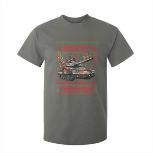 Funny Christmas Military T Shirt For Kid Merry Tankmas Tank Veteran Army TS09 Military Green Print Your Wear