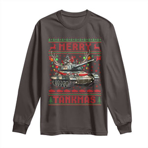 Funny Christmas Military Long Sleeve Shirt Merry Tankmas Tank Veteran Army TS09 Dark Chocolate Print Your Wear