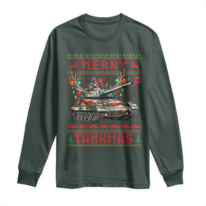 Funny Christmas Military Long Sleeve Shirt Merry Tankmas Tank Veteran Army TS09 Dark Forest Green Print Your Wear