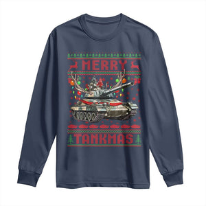 Funny Christmas Military Long Sleeve Shirt Merry Tankmas Tank Veteran Army TS09 Navy Print Your Wear