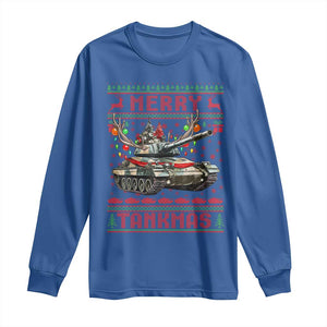 Funny Christmas Military Long Sleeve Shirt Merry Tankmas Tank Veteran Army TS09 Royal Blue Print Your Wear