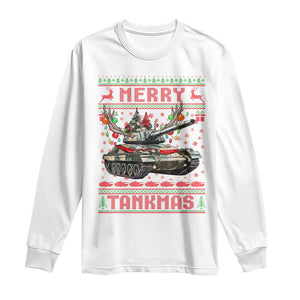 Funny Christmas Military Long Sleeve Shirt Merry Tankmas Tank Veteran Army TS09 White Print Your Wear