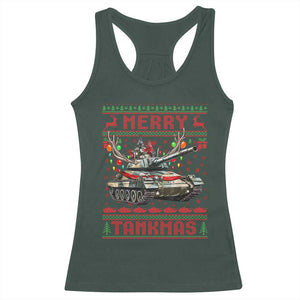 Funny Christmas Military Racerback Tank Top Merry Tankmas Tank Veteran Army TS09 Dark Forest Green Print Your Wear