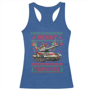 Funny Christmas Military Racerback Tank Top Merry Tankmas Tank Veteran Army TS09 Royal Blue Print Your Wear