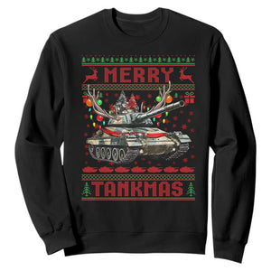 Funny Christmas Military Sweatshirt Merry Tankmas Tank Veteran Army TS09 Black Print Your Wear