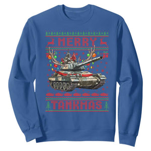 Funny Christmas Military Sweatshirt Merry Tankmas Tank Veteran Army TS09 Royal Blue Print Your Wear