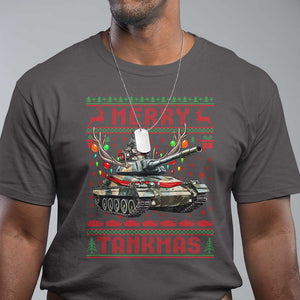 Funny Christmas Military T Shirt Merry Tankmas Tank Veteran Army TS09 Dark Chocolate Print Your Wear