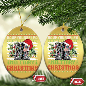 Funny Xmas Veteran Christmas Ornament Have Yourself A Military Christmas TS09 Oval Gold Print Your Wear