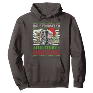 Funny Christmas Veteran Hoodie Have Yourself A Military Christmas TS09 Dark Chocolate Print Your Wear