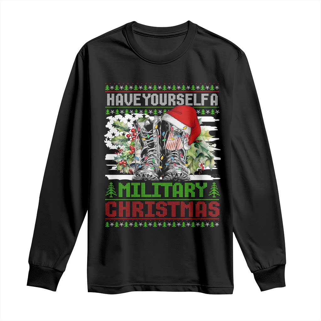 Funny Christmas Veteran Long Sleeve Shirt Have Yourself A Military Christmas TS09 Black Print Your Wear