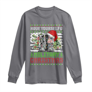 Funny Christmas Veteran Long Sleeve Shirt Have Yourself A Military Christmas TS09 Charcoal Print Your Wear