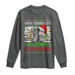 Funny Christmas Veteran Long Sleeve Shirt Have Yourself A Military Christmas TS09 Dark Heather Print Your Wear