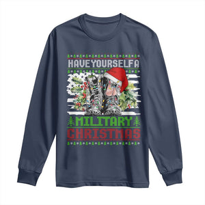 Funny Christmas Veteran Long Sleeve Shirt Have Yourself A Military Christmas TS09 Navy Print Your Wear