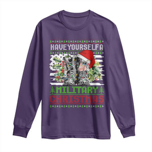 Funny Christmas Veteran Long Sleeve Shirt Have Yourself A Military Christmas TS09 Purple Print Your Wear