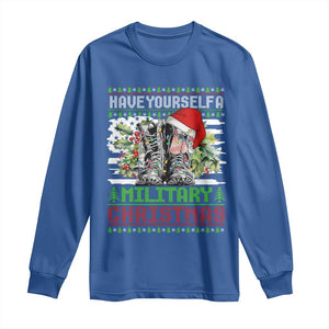 Funny Christmas Veteran Long Sleeve Shirt Have Yourself A Military Christmas TS09 Royal Blue Print Your Wear