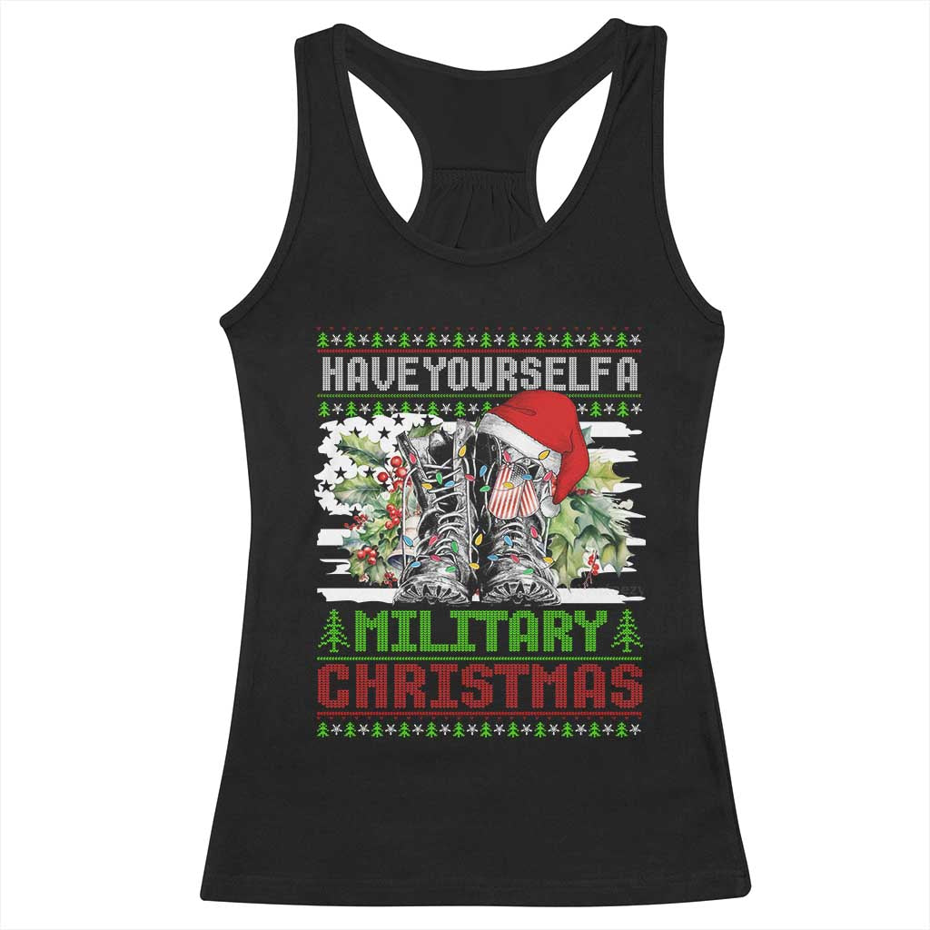 Funny Christmas Veteran Racerback Tank Top Have Yourself A Military Christmas TS09 Black Print Your Wear