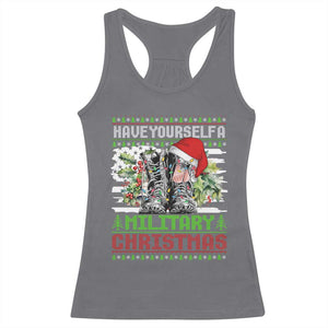 Funny Christmas Veteran Racerback Tank Top Have Yourself A Military Christmas TS09 Charcoal Print Your Wear