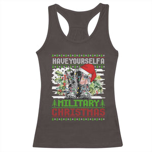 Funny Christmas Veteran Racerback Tank Top Have Yourself A Military Christmas TS09 Dark Chocolate Print Your Wear