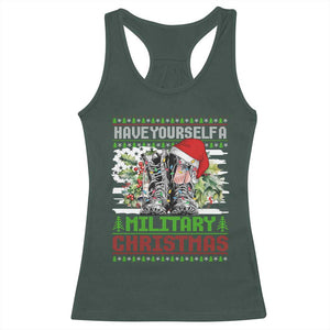 Funny Christmas Veteran Racerback Tank Top Have Yourself A Military Christmas TS09 Dark Forest Green Print Your Wear