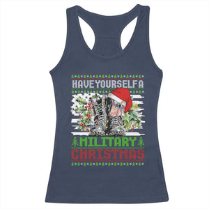 Funny Christmas Veteran Racerback Tank Top Have Yourself A Military Christmas TS09 Navy Print Your Wear