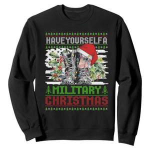 Funny Christmas Veteran Sweatshirt Have Yourself A Military Christmas TS09 Black Print Your Wear