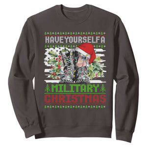 Funny Christmas Veteran Sweatshirt Have Yourself A Military Christmas TS09 Dark Chocolate Print Your Wear