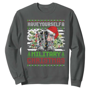 Funny Christmas Veteran Sweatshirt Have Yourself A Military Christmas TS09 Dark Heather Print Your Wear