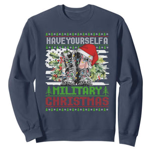 Funny Christmas Veteran Sweatshirt Have Yourself A Military Christmas TS09 Navy Print Your Wear