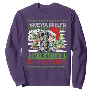 Funny Christmas Veteran Sweatshirt Have Yourself A Military Christmas TS09 Purple Print Your Wear