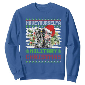 Funny Christmas Veteran Sweatshirt Have Yourself A Military Christmas TS09 Royal Blue Print Your Wear