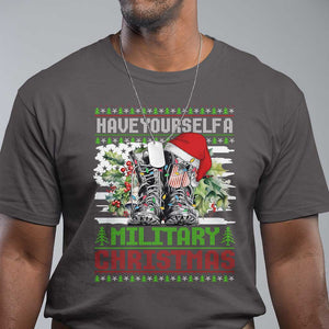 Funny Christmas Veteran T Shirt Have Yourself A Military Christmas TS09 Dark Chocolate Print Your Wear