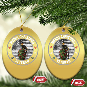 Merry Xmas Veteran Christmas Ornament Grenade Christmas Tree America Flag Patriotic TS09 Oval Gold Print Your Wear