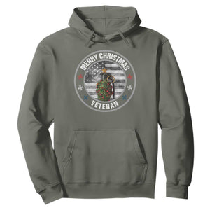 Merry Xmas Veteran Hoodie Grenade Christmas Tree America Flag Patriotic TS09 Military Green Print Your Wear