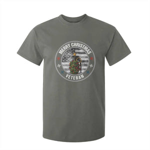 Merry Xmas Veteran T Shirt For Kid Grenade Christmas Tree America Flag Patriotic TS09 Military Green Print Your Wear