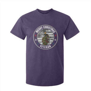 Merry Xmas Veteran T Shirt For Kid Grenade Christmas Tree America Flag Patriotic TS09 Purple Print Your Wear