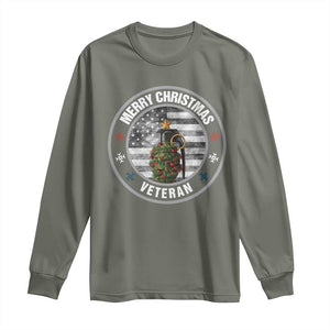 Merry Xmas Veteran Long Sleeve Shirt Grenade Christmas Tree America Flag Patriotic TS09 Military Green Print Your Wear