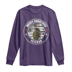 Merry Xmas Veteran Long Sleeve Shirt Grenade Christmas Tree America Flag Patriotic TS09 Purple Print Your Wear