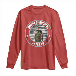 Merry Xmas Veteran Long Sleeve Shirt Grenade Christmas Tree America Flag Patriotic TS09 Red Print Your Wear