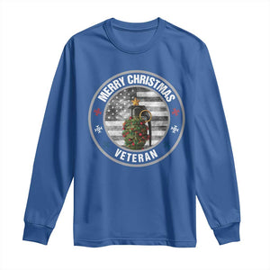 Merry Xmas Veteran Long Sleeve Shirt Grenade Christmas Tree America Flag Patriotic TS09 Royal Blue Print Your Wear