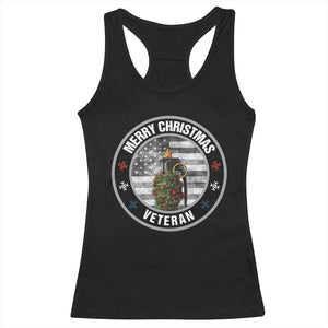 Merry Xmas Veteran Racerback Tank Top Grenade Christmas Tree America Flag Patriotic TS09 Black Print Your Wear